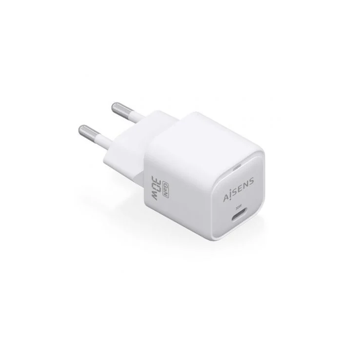AISENS - CARGADOR GaN 30W, 1xUSB-C PD3.0 QC4.0, BLANCO