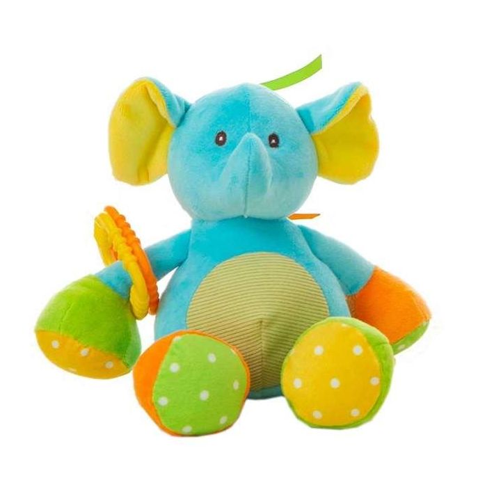 Creaciones Llopis Elefante de Peluche de Actividad Turquesa para Bebés (26 cm), Material Poliéster - Embalaje con Caja Abierta Creaciones Llopis Elefante de Peluche de Actividad Turquesa para Bebés (26 cm), Material Poliéster - Embalaje con Caja Abierta