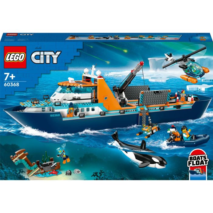 LEGO City 60368 The Arctic Exploration Ship, gran juguete de bote flotante para niños