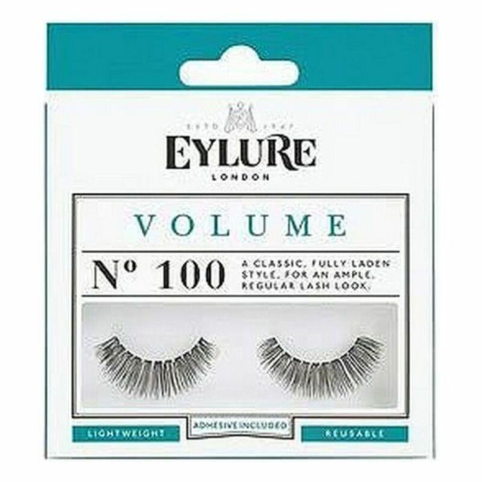 Eylure #100 Pestañas Postizas VOLUME Redondeadas con Pegamento Sin Látex, Reutilizables hasta 5 veces, Mirada Impactante y Natural, Cruelty Free, 1 unidad