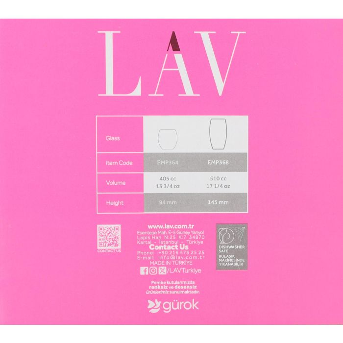 Lav Set 6 Vasos Vidrio Empire 510cc (8x8x15 cm) (8 Cajas) 3