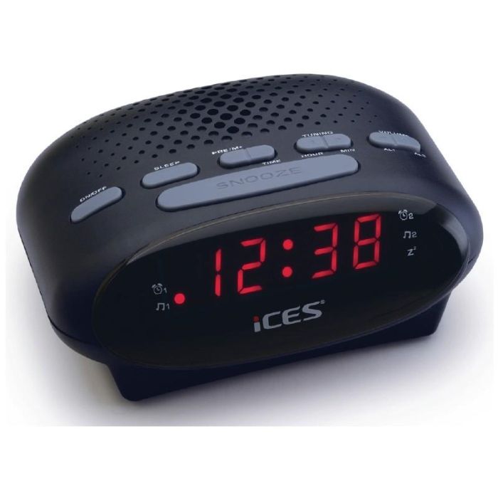 Lenco ICR-210 Radio Reloj FM y Radiodespertador con Pantalla LED y Alarma – Negro