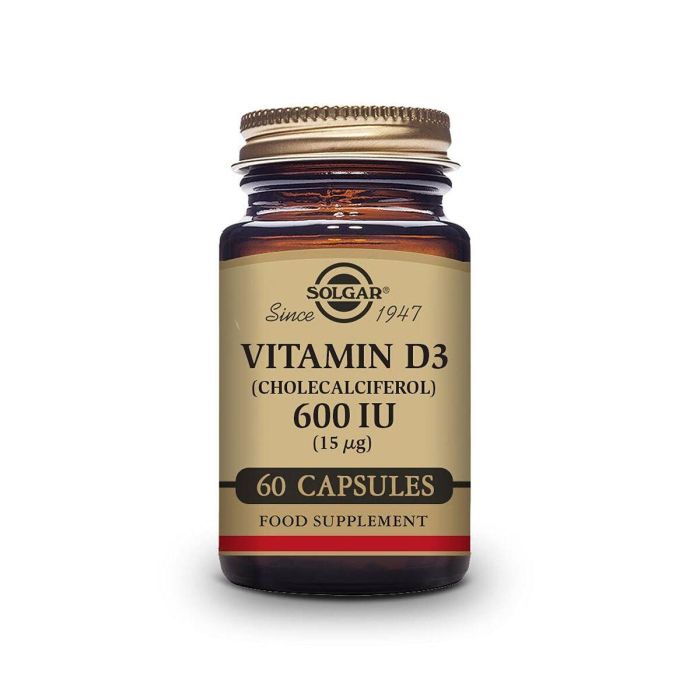 Vitamina D3 (Colecalciferol) Solgar 600 iu 60 Cápsulas
