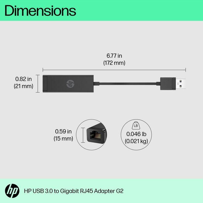 HP USB 3.0 to Gigabit RJ45 Adapter G2 2 HP USB 3.0 to Gigabit RJ45 Adapter G2 2