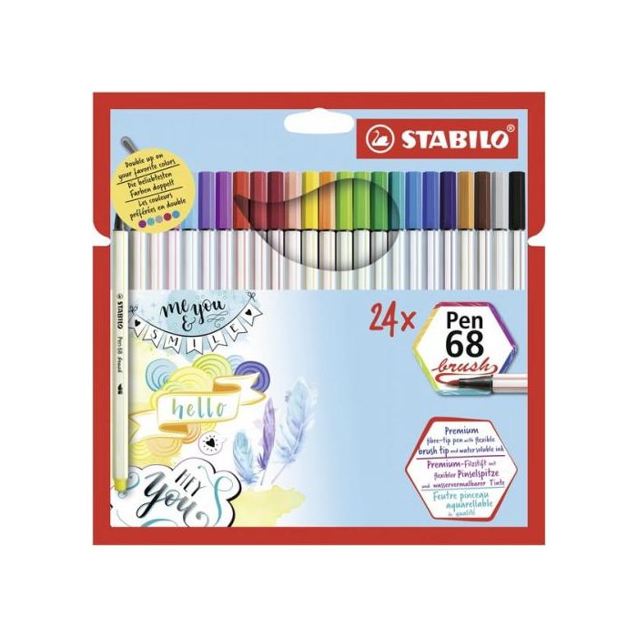 Stabilo Rotuladores Pen 68 Brush C-Surtidos Estuche 24 Ud