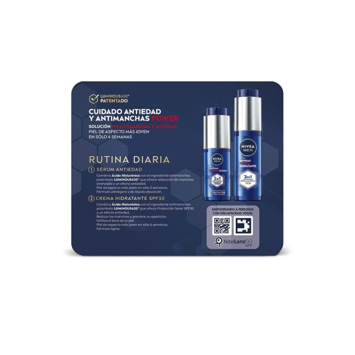 Nivea Rutina Diaria Hombre Estuche 2 pz Crema Antiedad Hidratante Protector Solar FP30 50ml + Sérum Antiedad 30ml 1