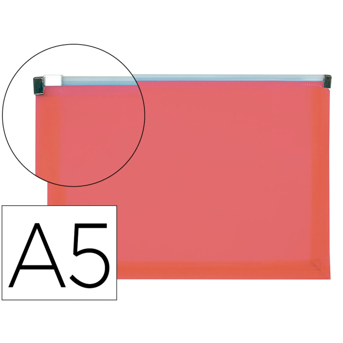 Liderpapel Carpeta dossier A5 cierre de cremallera rojo translucido 148 x 210 mm 0 Liderpapel Carpeta dossier A5 cierre de cremallera rojo translucido 148 x 210 mm 0