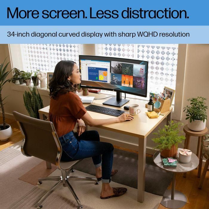 HP Monitor P34hc G4 / 34" / WQHD / HDMI-DisplayPort-USB(A)-USB(B)-USB(C) / Regulable Altura / Curvo 14
