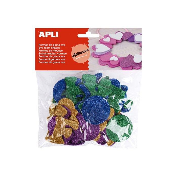 Goma Eva Apli Formas Adhesivas Con Purpurina Alfabeto Color Bolsa De 52 5 unidades