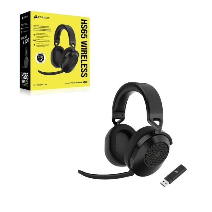 Corsair Hs65 Auriculares Gaming Inalámbricos con Sonido Envolvente 7.1, Bluetooth, Micrófono Plegable y 24h Autonomía Negro 3 Corsair Hs65 Auriculares Gaming Inalámbricos con Sonido Envolvente 7.1, Bluetooth, Micrófono Plegable y 24h Autonomía Negro 3