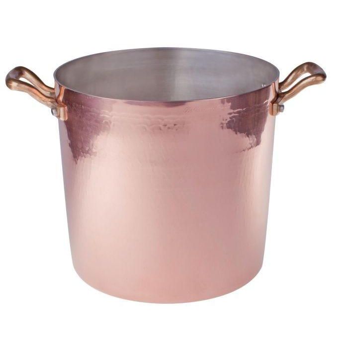 AGNELLI - ALCM103M24 - Olla alta de cobre martillado con doble asa - Diámetro 24 cm - Altura 22 cm - Grosor 2mm