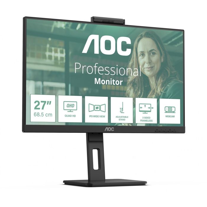 AOC Q27P3QW Monitor Profesional 27" QHD IPS 100Hz con Webcam Windows Hello, USB-C, Regulable y Altavoces 8