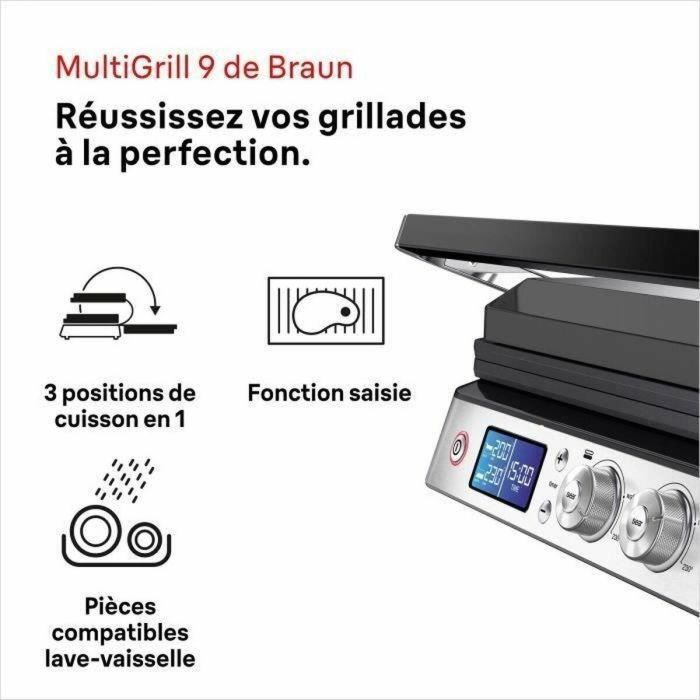 Braun BRA1744095622160 Parrilla Multifunción Multi Grill 9 2000W con 3 Posiciones de Calentamiento Negro/Acero 4