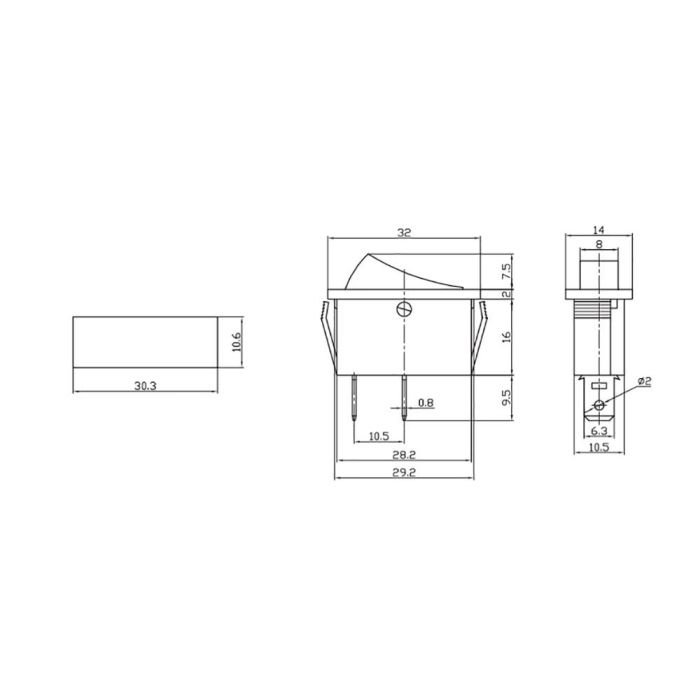 Recambio interruptor on-off-on estrecho 15a 250v negro 1