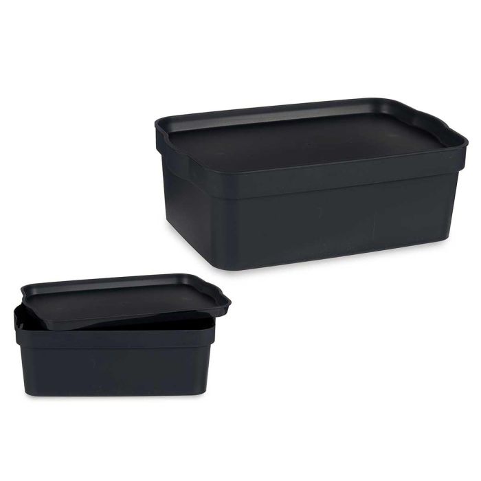 Caja de plástico con tapa Kipit 6L antracita 21x11x32 cm (12 Unidades) Caja de plástico con tapa Kipit 6L antracita 21x11x32 cm (12 Unidades)