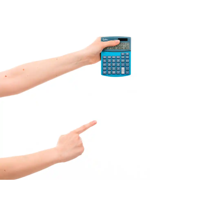 Liderpapel XF28 Calculadora Sobremesa 12 Dígitos Doble Línea, Coste, Venta, Margen, Tasas, Solar y Pilas, Azul 155x115x25 mm 5