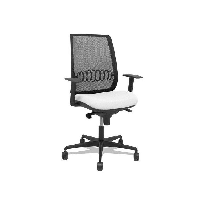 Silla Piqueras Y Crespo Alares Brazos Regulables Ergonomica Mecanismo Sincro Respaldo Malla Negra Asiento Tapizado Bali Blanco
