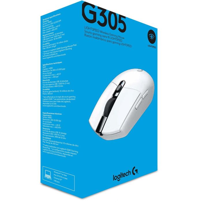 Logitech G305 Ratón Gaming Inalámbrico con Sensor HERO, Tecnología LIGHTSPEED, 12000 PPP, 6 Botones Programables 6 Logitech G305 Ratón Gaming Inalámbrico con Sensor HERO, Tecnología LIGHTSPEED, 12000 PPP, 6 Botones Programables 6
