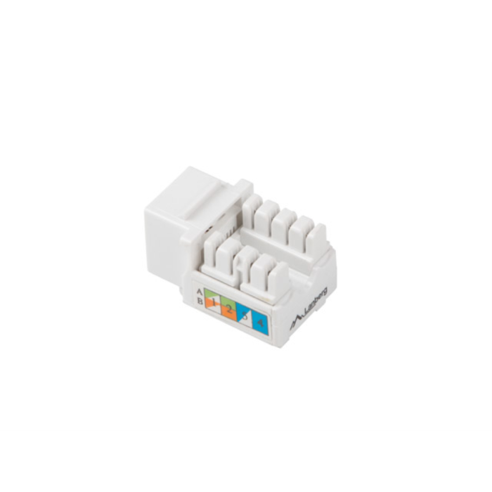 Lanberg Conector Keystone Cat 6 UTP RJ45, Blanco, Compatible con 568A/B, PCBA, para Cable 22-26 AWG