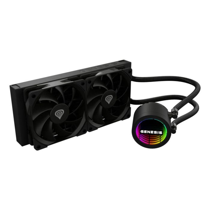 GENESIS NLG-2318 Kit de Refrigeración Líquida para Ordenador, Sistema de Refrigeración para Carcasa PC con 2 Ventiladores, Negro 12