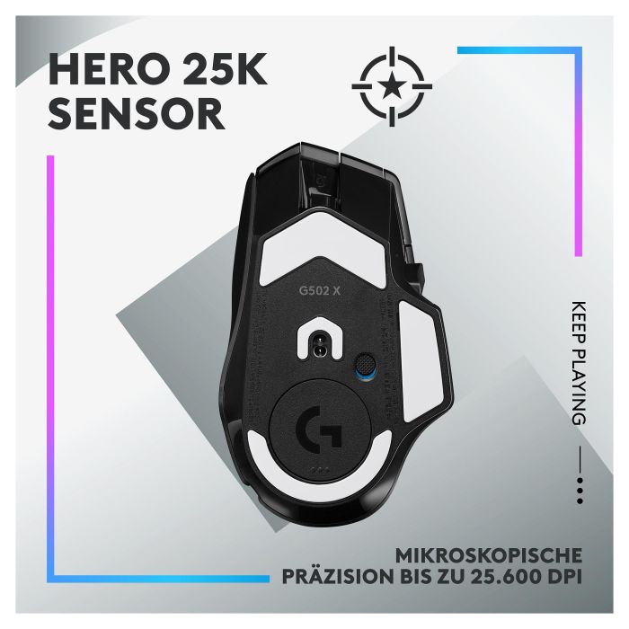 Logitech G502 X Plus Ratón Inalámbrico HERO 25K Negro 2