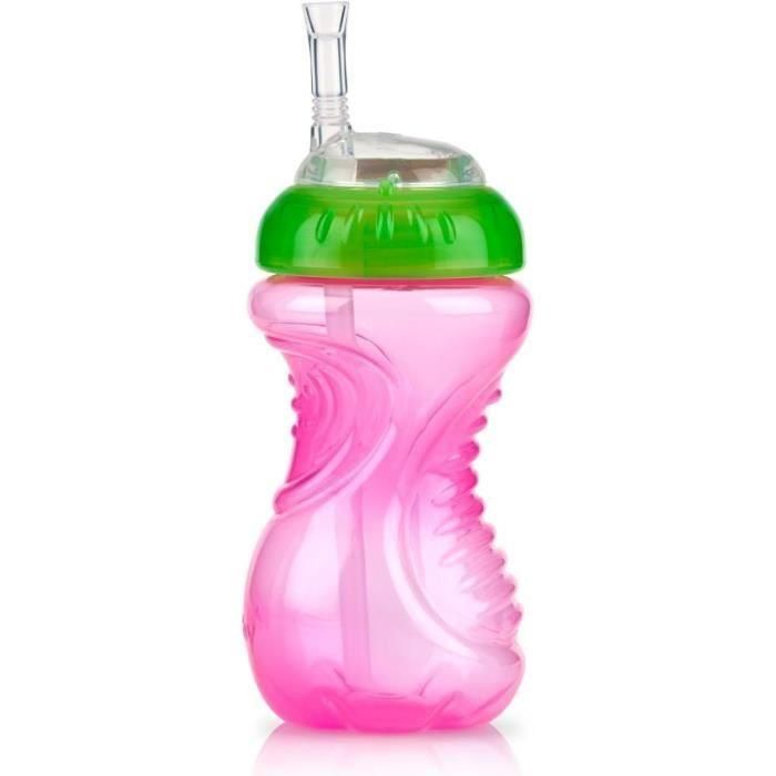 Nuby NUB0048526953288 Vasos a prueba de fugas con pajitas flexibles (paquete de 3) para Niñas 1