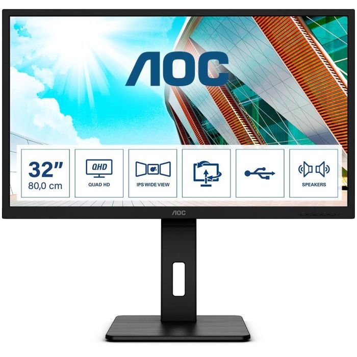 AOC Q32P2 Monitor 80cm/31.5" 2K Ultra HD IPS 4ms 75Hz HDMI DisplayPort USB-Hub Negro