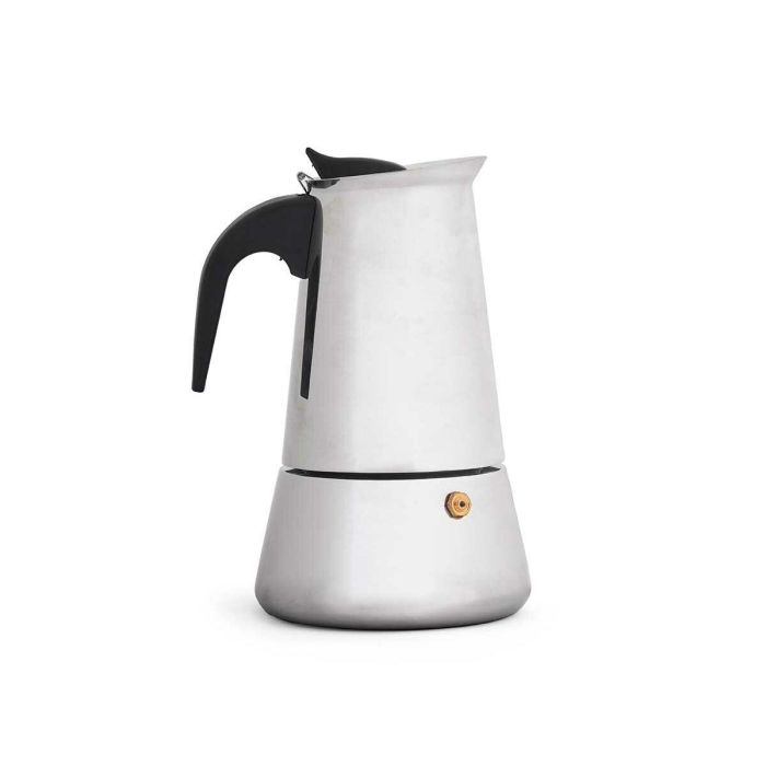 Cafetera Italiana Negro Plateado Acero 6 Tazas