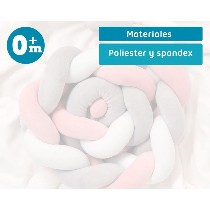KioKids Trenza Protectora Cuna y Cama Chichonera Acolchada Bebé Rosa y Gris 1,50M 5 KioKids Trenza Protectora Cuna y Cama Chichonera Acolchada Bebé Rosa y Gris 1,50M 5