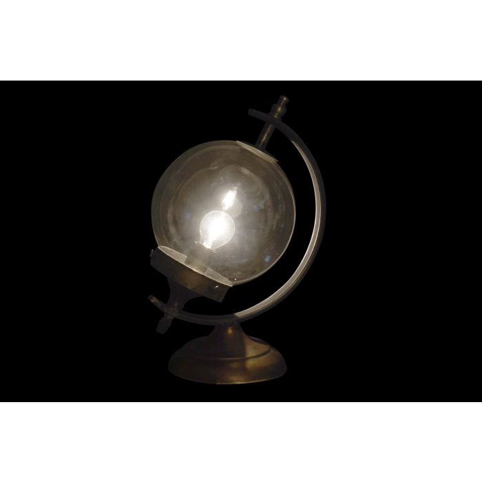 DKD Home Decor Lámpara de Sobremesa Vintage Dorada de Bola, 50% Metal y 50% Cristal, Bombilla E14 25W, Eficiencia A+, 20x36x25 cm. 1