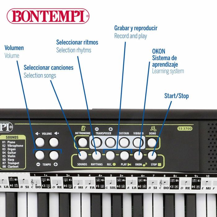 Teclado 37 Teclas Bontempi 42 x 4 x 15 cm (6 Unidades) 1 Teclado 37 Teclas Bontempi 42 x 4 x 15 cm (6 Unidades) 1
