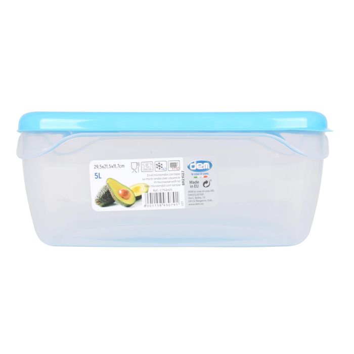 Dem Fiambrera Hermética Rectangular 5L Apta Microondas 29.5x21.5x11.7 cm (8 Unidades)