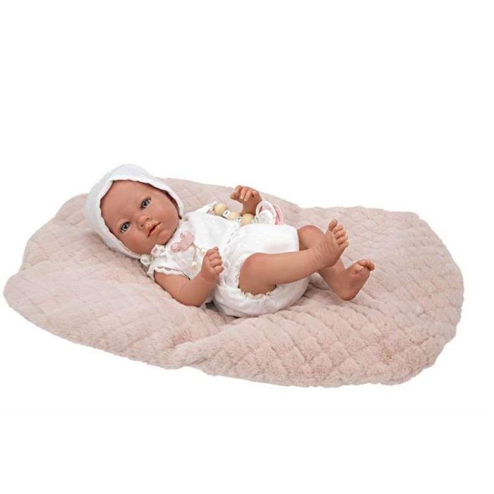 Muñecas Arias Muñeca Reborn Arias 38 cm Maitane Rosa con Manta para Niños de 3 Años, Idioma Español