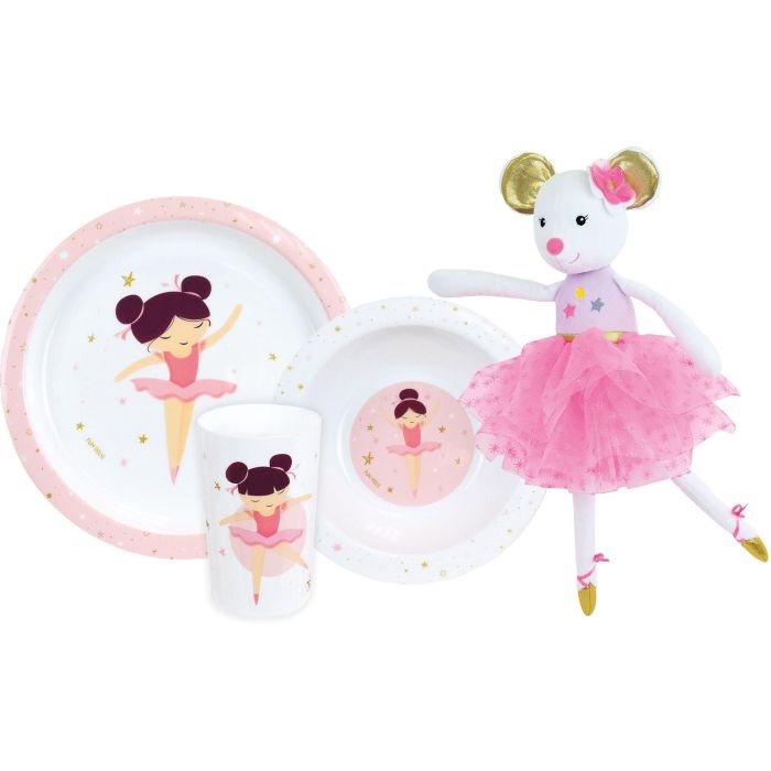 Vajilla - FUN HOUSE - BAILARINA - Plato hondo Ø16 cm, plato llano Ø22 cm, vaso 220 ml y peluche musical 40 cm 0 Vajilla - FUN HOUSE - BAILARINA - Plato hondo Ø16 cm, plato llano Ø22 cm, vaso 220 ml y peluche musical 40 cm 0