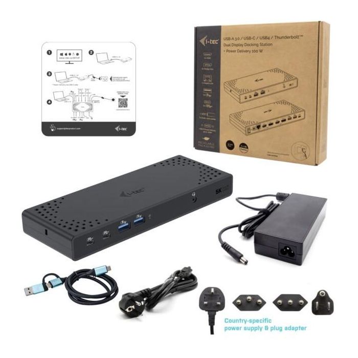 I-Tec Docking Station USB C Dual Display, Power Delivery 100W, Soporte 2 Pantallas, USB 3.2 Gen 1 Type-C, Negro 3