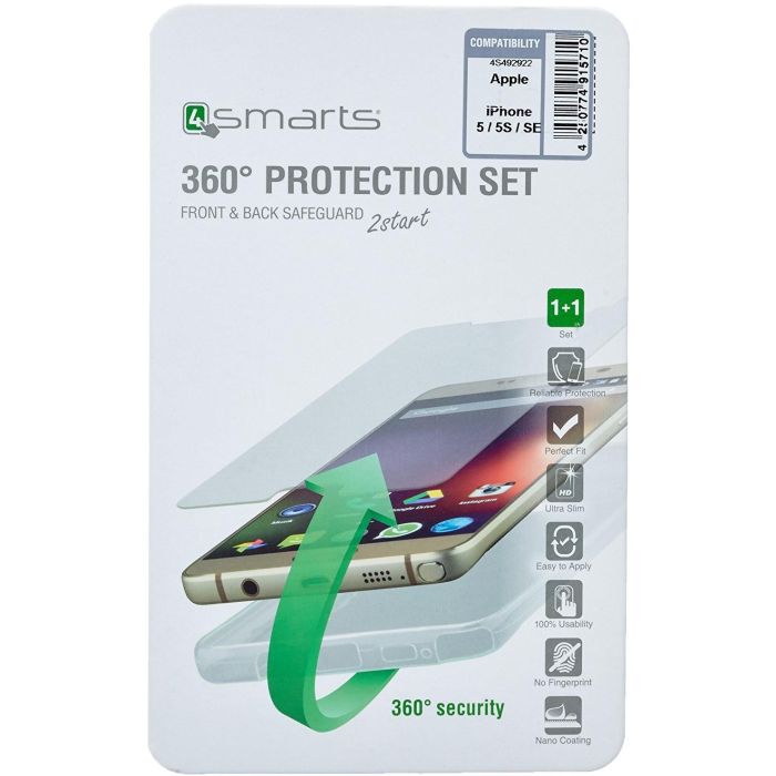 4smarts 492975 Protector 360 Transparente para Apple iPhone 7/8/SE 2.ª Gen - Funda de Plástico/Silicona Antirrayas