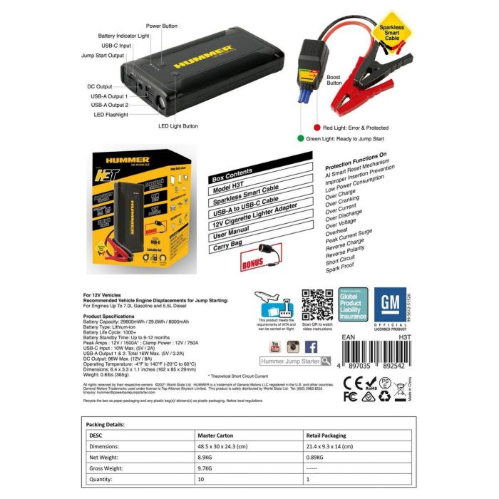 Arrancador Bateria 12 V 8000Ah HUMMH3T 2 Arrancador Bateria 12 V 8000Ah HUMMH3T 2