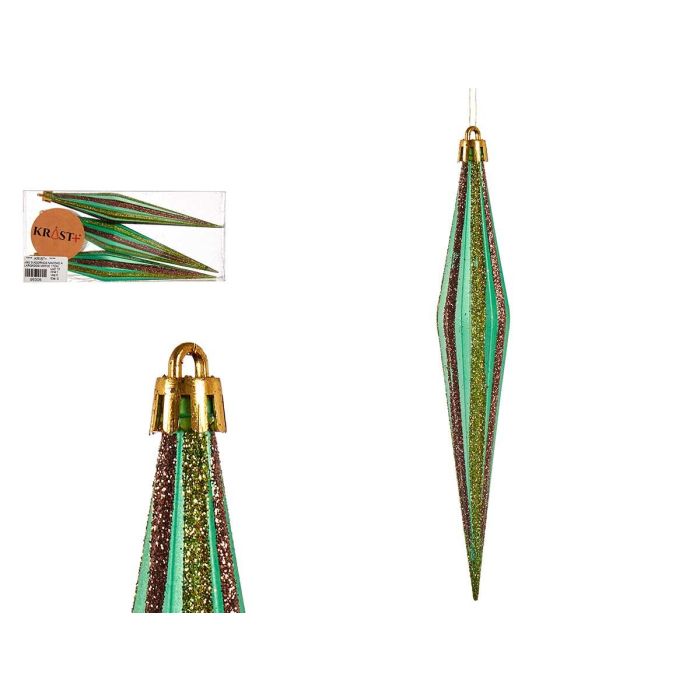 Set 3 Adornos Navidad Alargados Verde 17 cm Krist+ (12 Unidades) Set 3 Adornos Navidad Alargados Verde 17 cm Krist+ (12 Unidades)