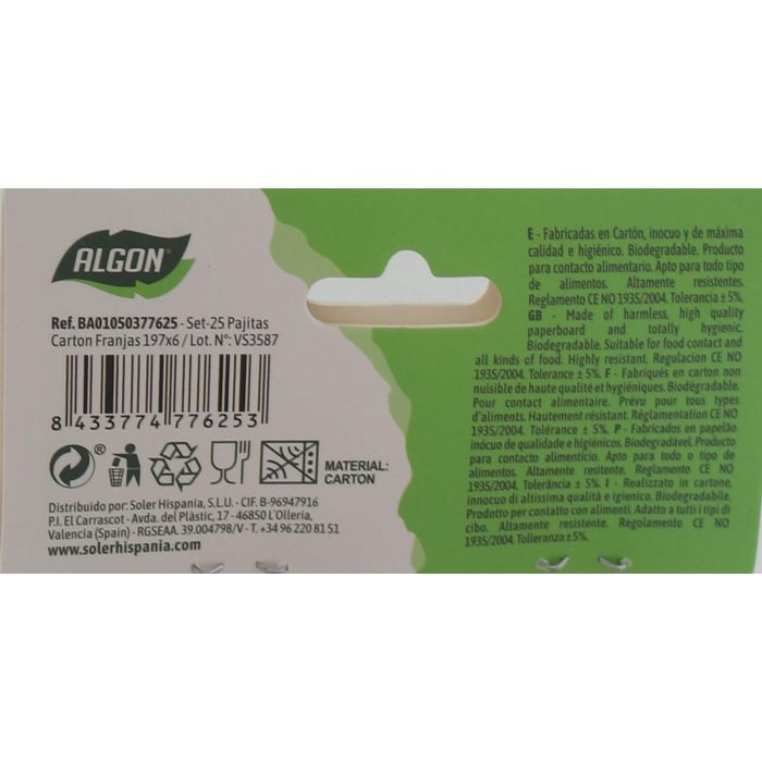 Pajitas de cartón con franjas - Set de 25 unidades - Algon (24 Cajas) 7 Pajitas de cartón con franjas - Set de 25 unidades - Algon (24 Cajas) 7