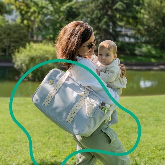 Bolso cambiador Badabulle Bowling - Gran capacidad 20L - Cambiador y accesorios para cochecito incluidos, Gris 2