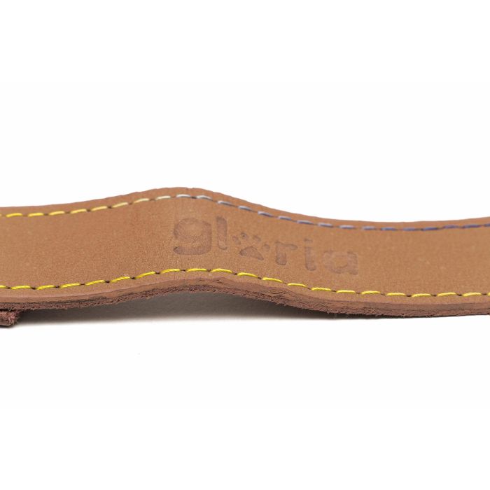 Gloria Correa de Cuero para Perro Oasis 60 cm x 30 mm Marrón con Costuras Reforzadas y Mosquetón Retráctil 1