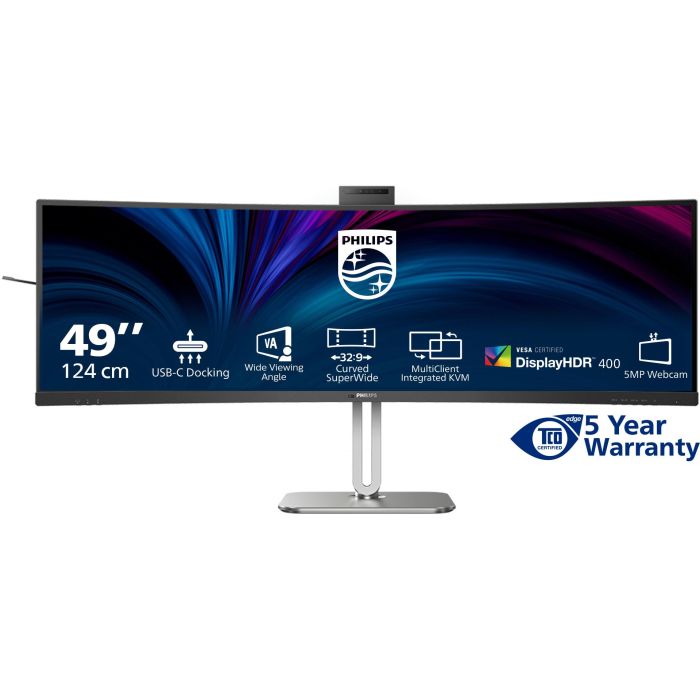 Philips 49B2U5900CH Monitor Curvo 48.8" Dual QHD 5120x1440 VA 32:9 4ms 75Hz USB-C HDR 12