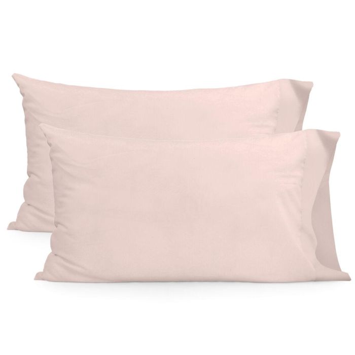 Funda de almohada HappyFriday BASIC Rosa claro 50 x 75 cm (2 Unidades)