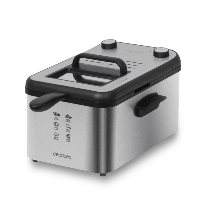 Cecotec CleanFry Infinity 3000 Full Inox Freidora 3L 2400W con filtro OilCleaner, cubeta y cestillo aptos lavavajillas