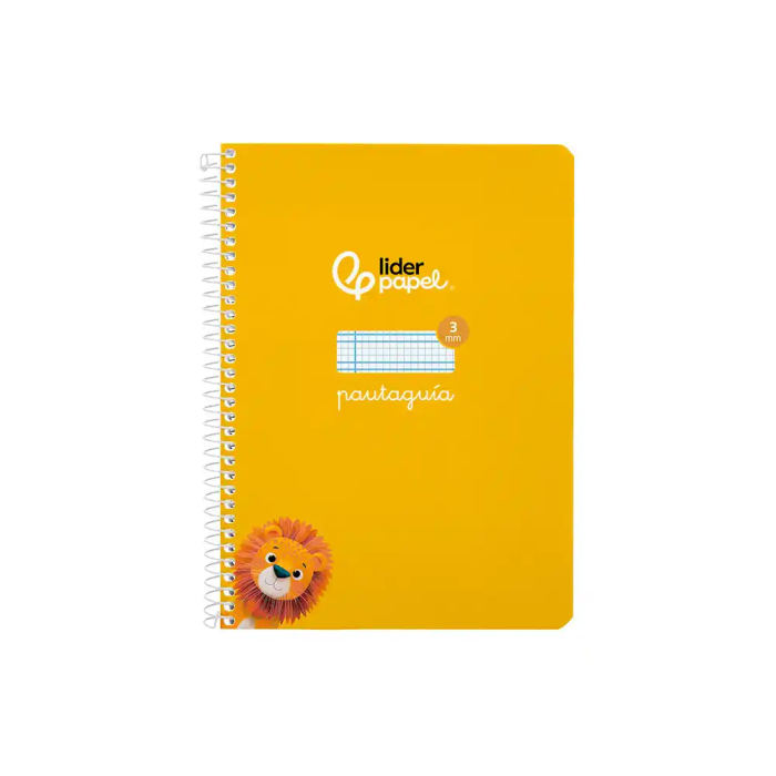 Liderpapel Cuaderno espiral Pautaguía A5 tapa blanda 40 hojas cuadro pautado 3mm color amarillo 1