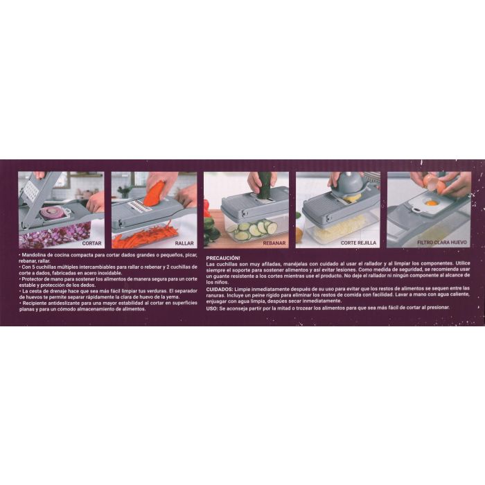 Quttin Cortador-Rallador Multifuncional con Depósito, 32x11.5x11.5 cm (6 Unidades) 10