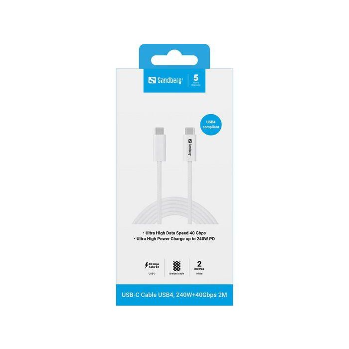 Sandberg Cable USB-C a C USB4 240W 40Gbps, 2 Metros