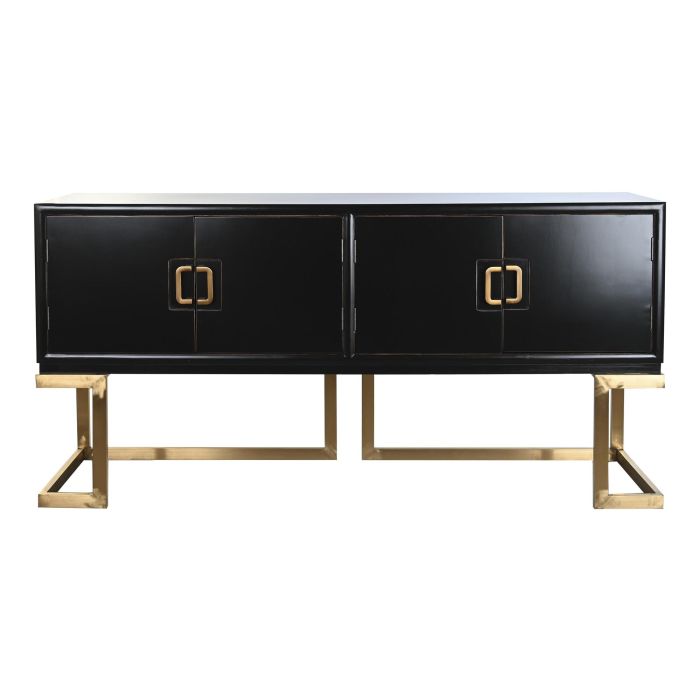 DKD Home Decor Buffet Oriental de Álamo y Metal con 4 Puertas y 2 Estanterías, Negro, Bronce y Dorado - 180x50x90 cm 8 DKD Home Decor Buffet Oriental de Álamo y Metal con 4 Puertas y 2 Estanterías, Negro, Bronce y Dorado - 180x50x90 cm 8