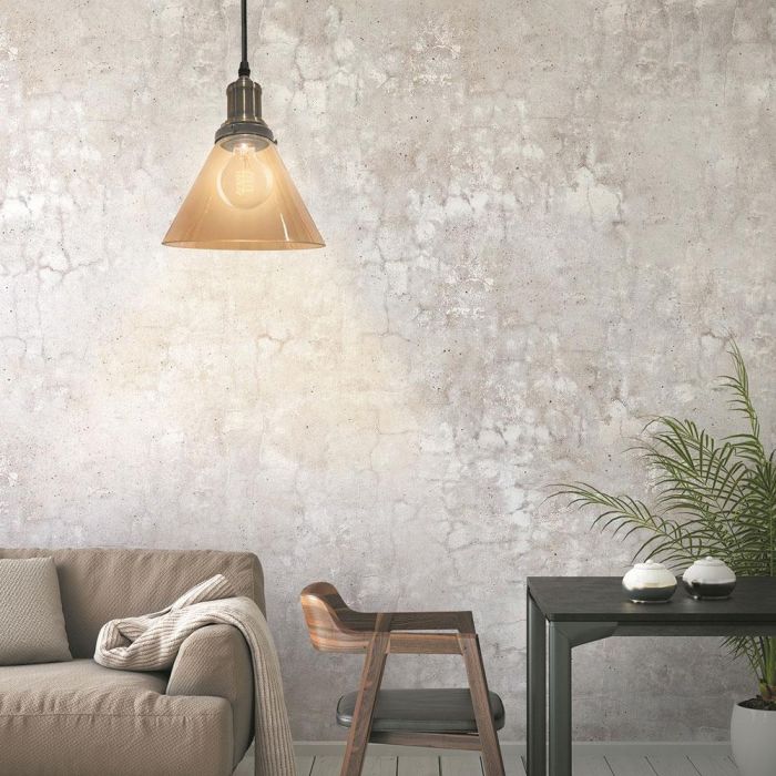 Home Deco Light Lámpara Colgante Cristal Ahumado Ámbar Luminaire Cónica Retro Contemporáneo Pantalla 18x13,5 cm Cable Negro 80 cm. 2 Home Deco Light Lámpara Colgante Cristal Ahumado Ámbar Luminaire Cónica Retro Contemporáneo Pantalla 18x13,5 cm Cable Negro 80 cm. 2