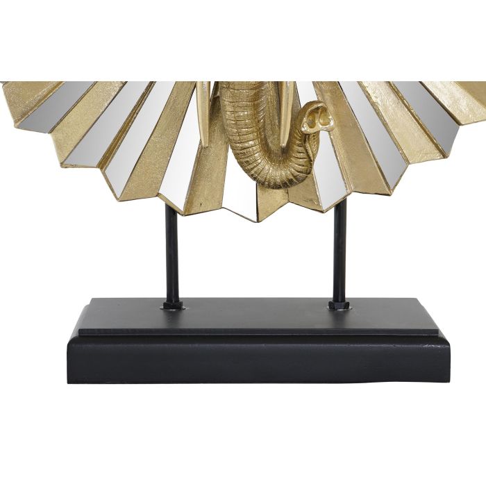 DKD Home Decor Figura Elefante Resina Cristal Dorado Negro 18 x 56.5 x 47 cm 1